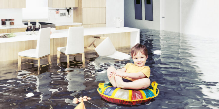 boy in the flooded room